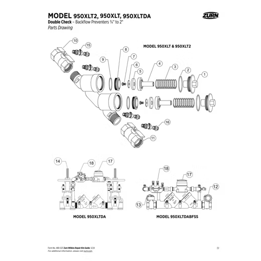 Zurn Wilkins 950XLT top access double check backflow preventer non-potable