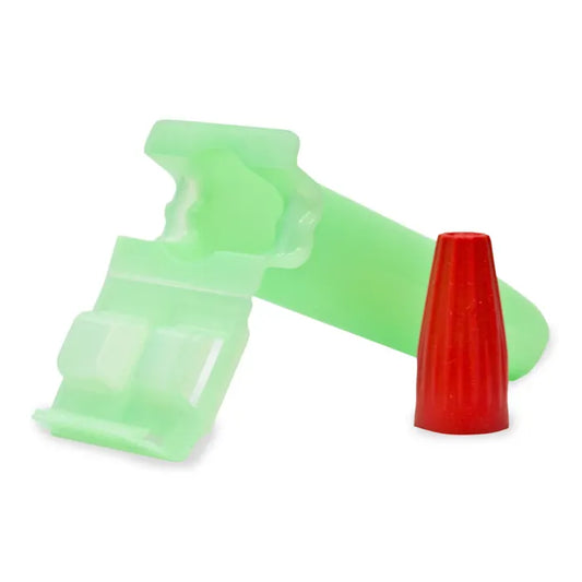 green silicone tube with red wire nut