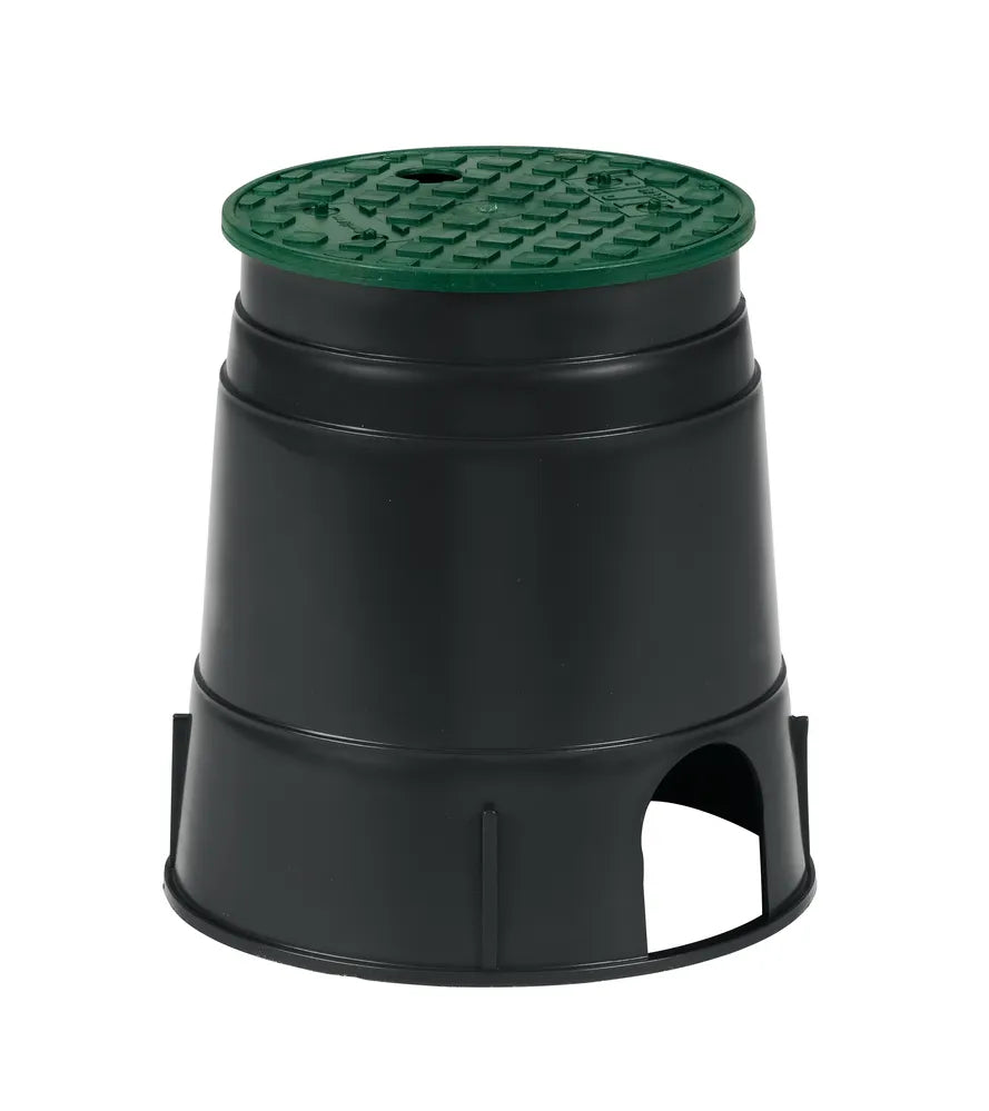 black and green 6 inch round valve box for irrigation valve