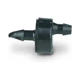 a black 2 gallon an hour irrigation emitter with black barb