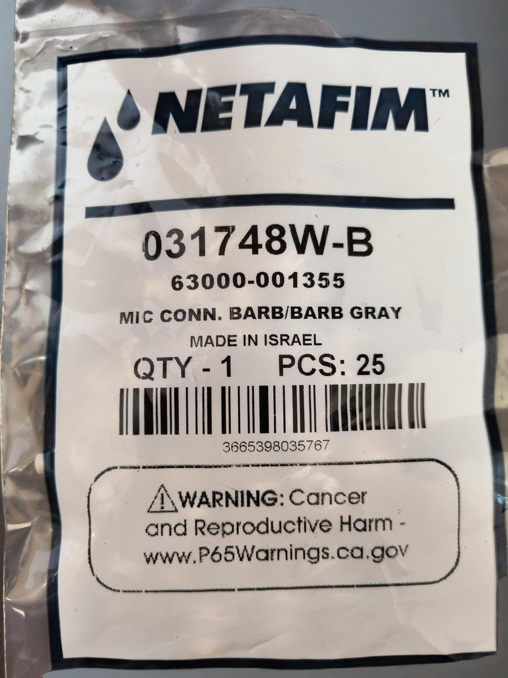 bag of 25 of micronet connector barb x barb adapter for greenhouse irrigation