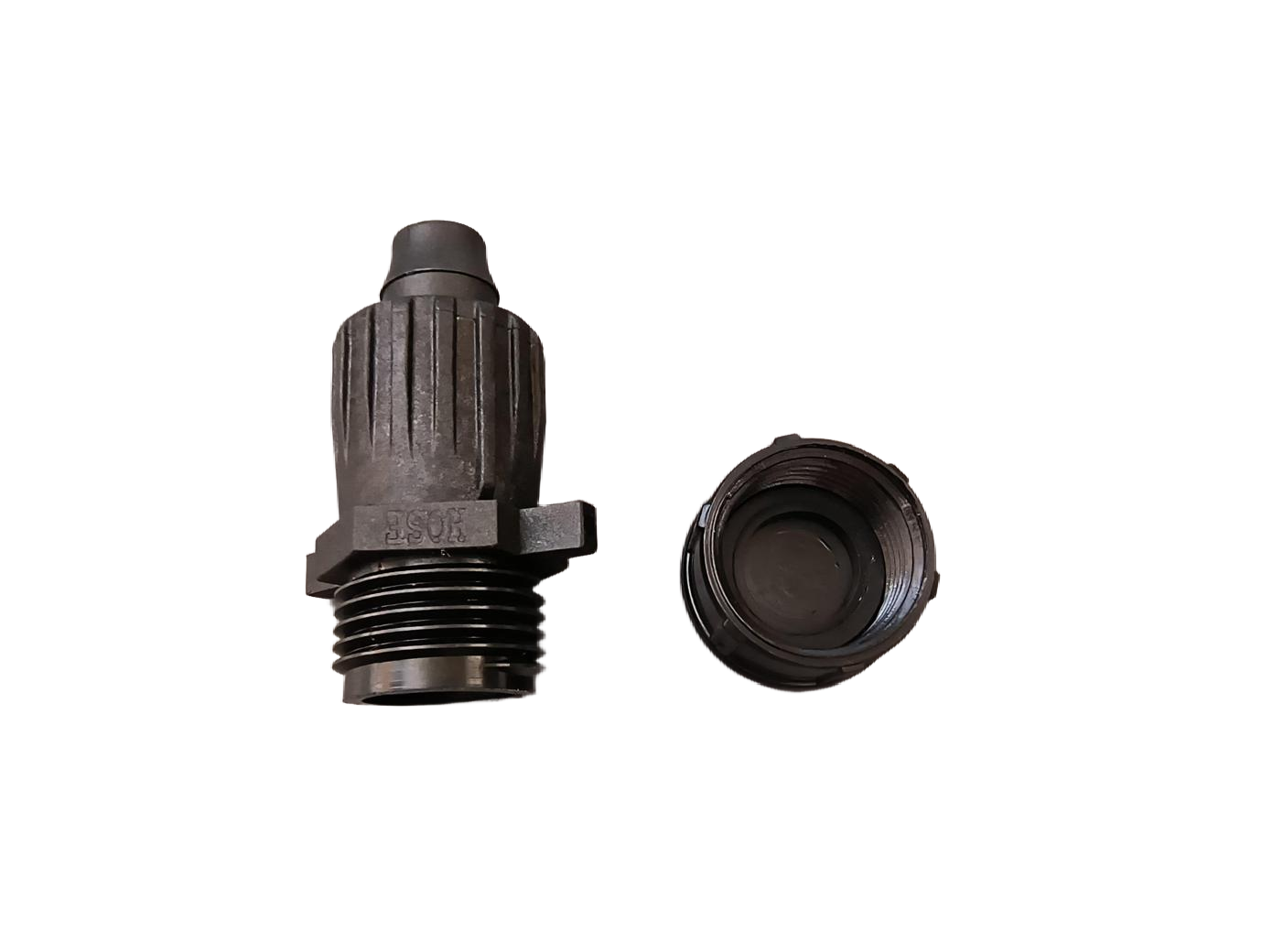 black jain landscaping 55 series X FH thread cap by rivulis for polyethylene tubing for irrigation