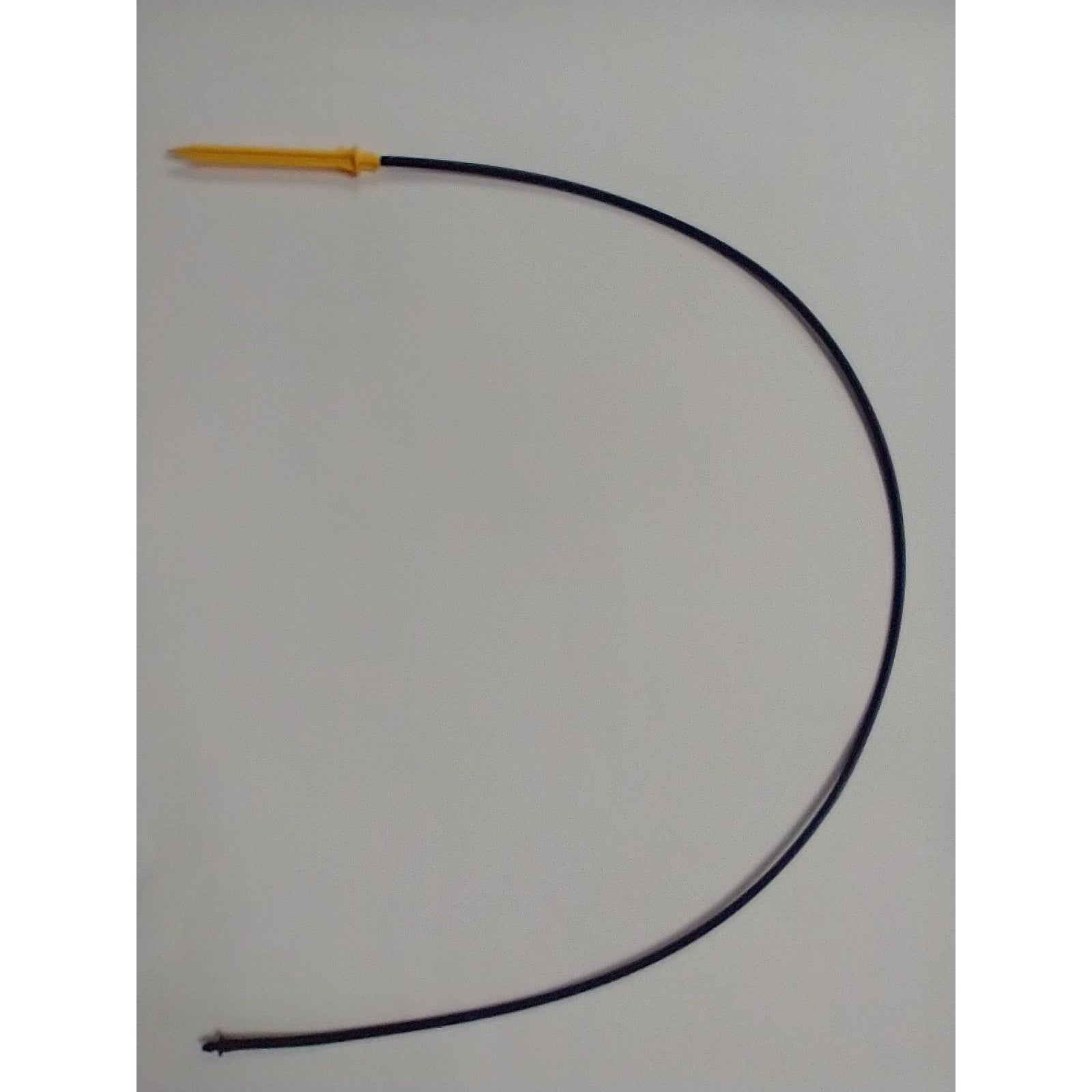 a black and yellow wire with a yellow tip