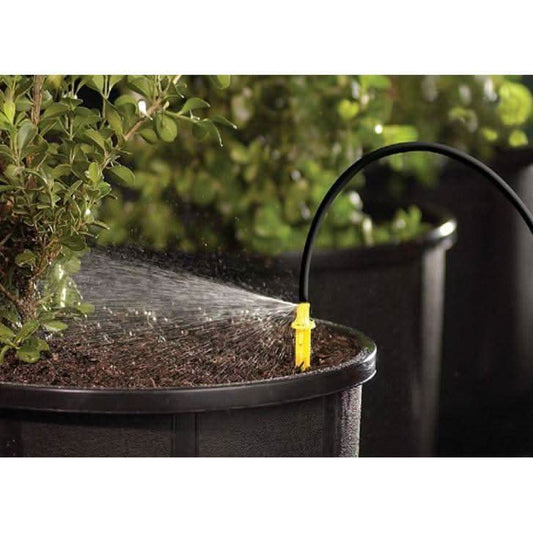 yellow 3 gallon an hour spray stake assembly for irrigation