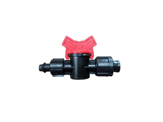 Rivulis Tape-Loc x 420 Series Barb with Locking Nut & Large Red Handle Valve for drip irrigation