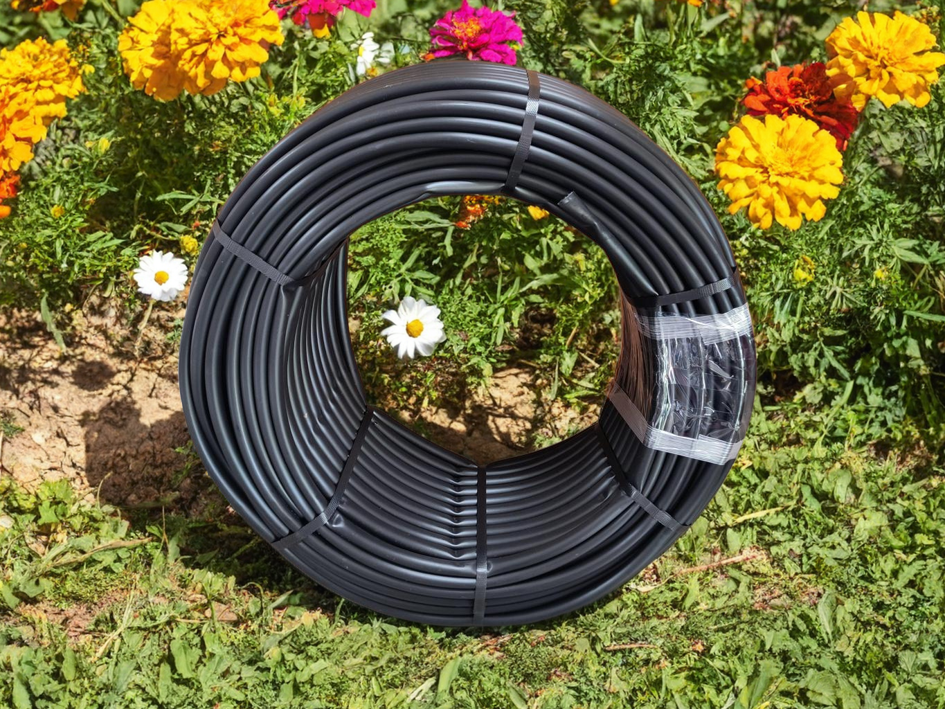 black 1/2 inch polyethylene tubing for drip irrigation