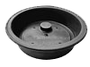 a black and white photo of a bowl