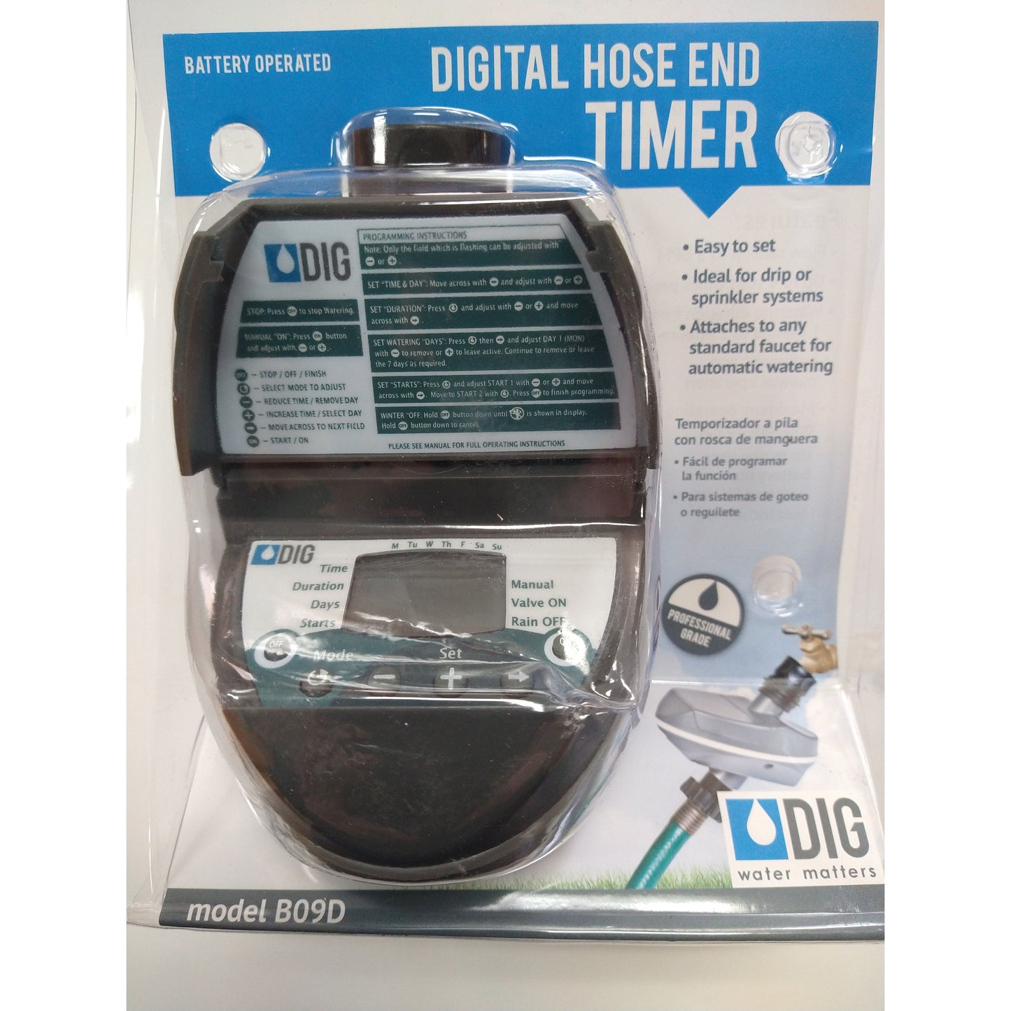 a digital hose end timer in a package